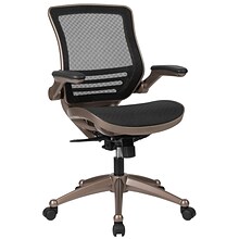 Flash Furniture Warfield Ergonomic Mesh Swivel Mid-Back Executive Office Chair, Black with Gold Fram