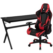 Flash Furniture 55 Gaming Desk with Red/Black Reclining Gaming Chair Set, Black (BLNX20D1904LRD)