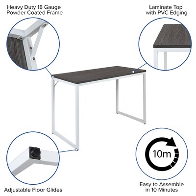 Flash Furniture 47" Tiverton Industrial Modern Commercial Grade Office Computer Desk, Gray (GCGF156W12GRY)