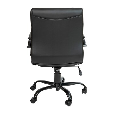Flash Furniture Whitney Ergonomic LeatherSoft Swivel Mid-Back Executive Office Chair, Black/Black (GO2286MBKBK)