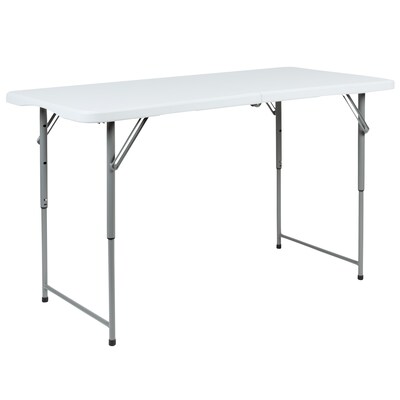 Flash Furniture Kathryn Folding Table, 47.5 x 23.75, Granite White (RB2448ADJ2)