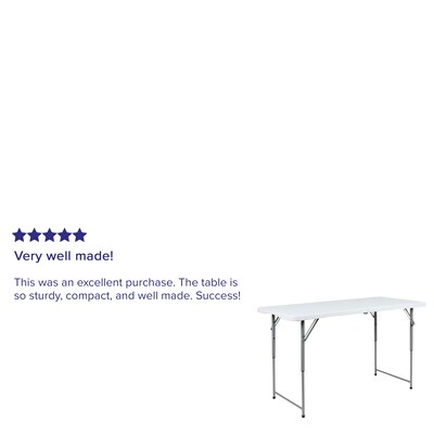 Flash Furniture Kathryn Folding Table, 47.5" x 23.75", Granite White (RB2448ADJ2)