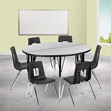 Flash Furniture Emmy 48 Round Activity Table Set, Height Adjustable, Gray/Black (XUG16CHA48HCGTA)