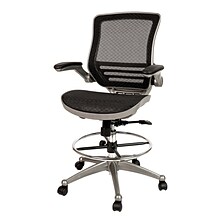 Flash Furniture Mesh Mid-Back Drafting Stool with Lumbar Support, Black/Graphite Silver (BLLB8801XDB