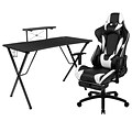 Flash Furniture 52W Gaming Desk and Black Footrest Reclining Gaming Chair Set, Black (BLNX30RSG1031