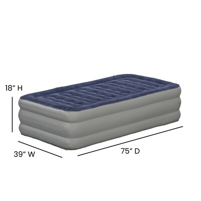 Flash Furniture Kellos 18 inch Air Mattress with ETL Certified Internal Electric Pump and Carrying Case, Twin (WGAM10118T)