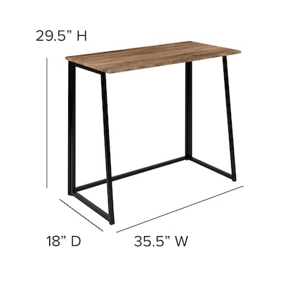 Flash Furniture 36"W Small Rustic Natural Home Office Folding Computer Desk, Wood Grain (JBYJ354D)