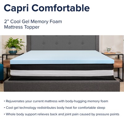 Flash Furniture Capri Comfortable Sleep 12 Inch Mattress & 2 inch Gel Memory Foam Topper Bundle, Full (CLE230P2M35F)