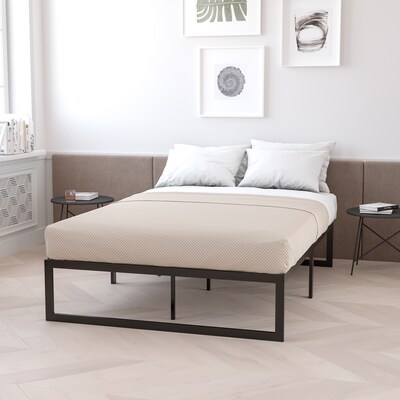 Flash Furniture Louis 14 Inch Metal Platform Bed Frame with 10 Inch Pocket Spring Mattress, Full (XUBD1000110PSMF)