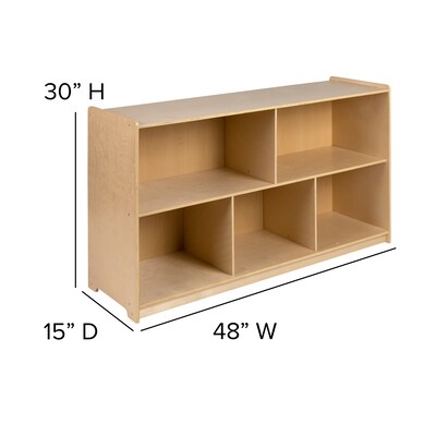 Flash Furniture 30"H x 48"L Wooden 5 Section School Classroom Storage Cabinet, Natural (MKSTRG008)