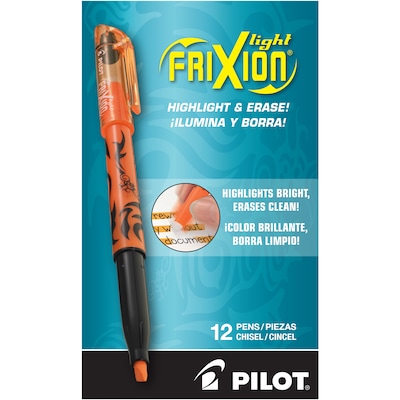 Pilot FriXion Light Erasable Highlighters, Chisel Tip, Orange Ink, Dozen (46504)