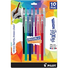 Pilot FriXion Ball ColorSticks Erasable Gel Pens, Fine Point, Assorted Ink, 10/Pack (32454)