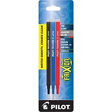 Pilot FriXion Ball Erasable Gel Pen Ink Refill, Fine Tip, Black/Blue/Red Ink, 3/Pack (77335)