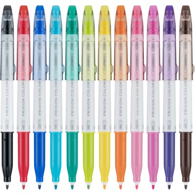 Pilot FriXion Colors Erasable Marker Pens, Bold Point, Assorted Ink, Dozen (44155)