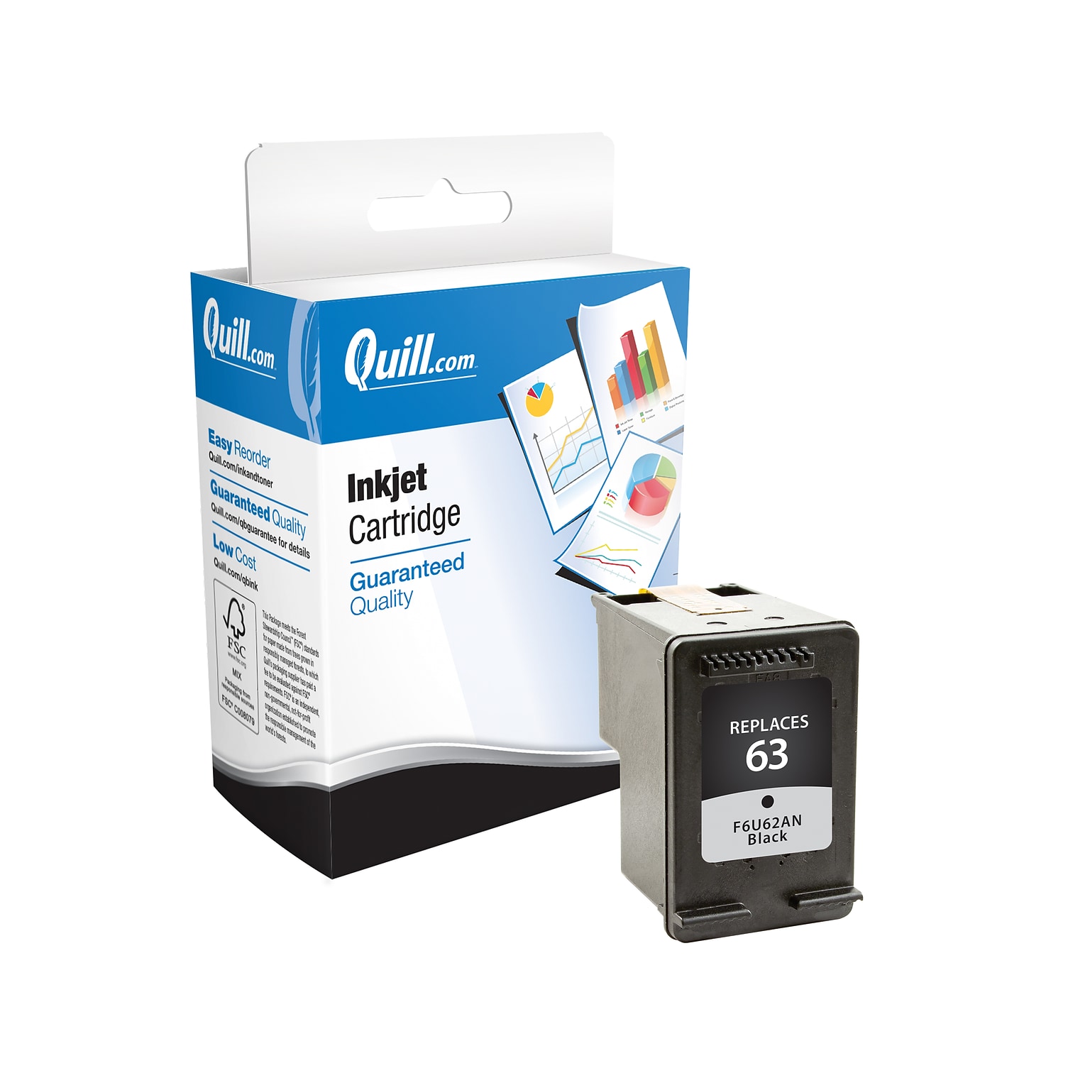 Quill Brand® HP 63 Remanufactured Black Ink Cartridge, Standard Yield (F6U62AN#140)