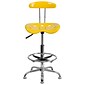 Flash Furniture Low Back Polymer Drafting Stool With Tractor Seat, Vibrant Orange-Yellow