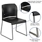 Flash Furniture HERCULES Series Plastic Contoured Stack Chair with Sled Base, Black/Gray (RUT238ABK)