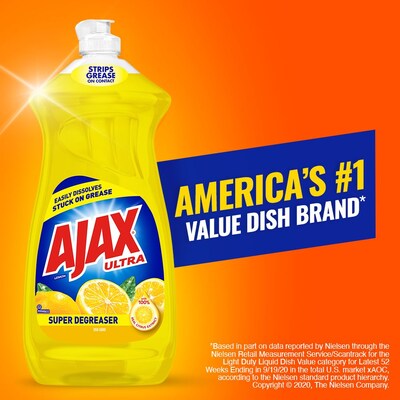 Ajax Super Degreaser Liquid Dish Soap, Lemon, 28 oz. (144673)