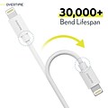 Overtime Apple MFi Certified Lighting USB 4ft Cable for iPhone/iPad/iPod Touch, White, Pack of 3 (CE