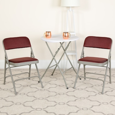 Flash Furniture HERCULES Series Fabric Folding Chair, Burgundy, 2/Pack (2AWMC309AFBG)