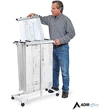 AdirOffice Steel Mobile Vertical Large File Storage Plan Center For Blueprints, White (614-WHI)