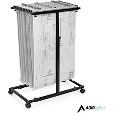 AdirOffice Blueprint Metal Mobile File Cart with Lockable Wheels, Black (614-BLK)