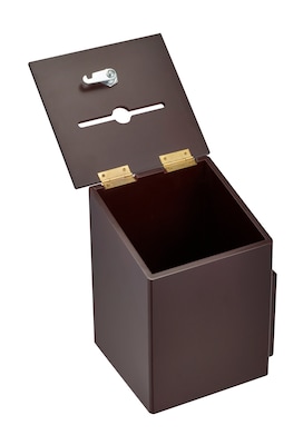AdirOffice Square Wood Suggestion Box With Lock and Pen, Mahogany (ADI632-01-MA)