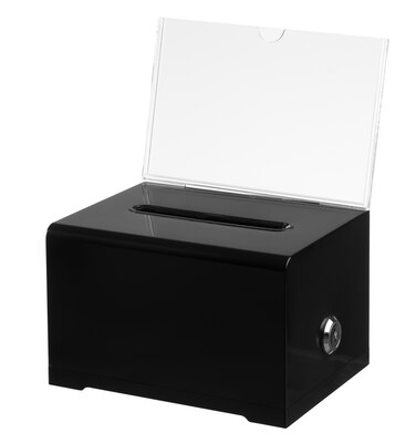 AdirOffice Locking Acrylic Suggestion Box, with Message Panel, Black, 2/Pack (637-BLK-2)