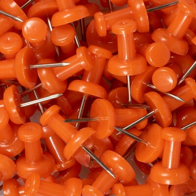 JAM Paper Push Pins, Orange, 100/Pack (222419052)