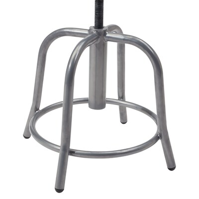 NPS 6800 Series Armless Steel Height Adjustable Swivel Stool, Natural Wood Seat, Gray Frame (6800W-02)