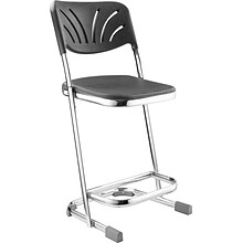 NPS 6600 Series Armless Blow-Molded Plastic 22 Ergonomic Z Stool With Backrest, Steel, Black (6622B