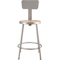 NPS 6200 Series Armless Wood 24 Inch Stool with Backrest,  Gray (6224B)