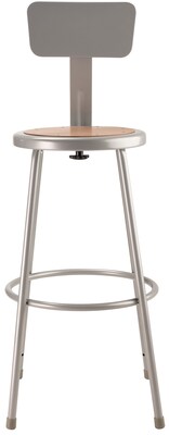 NPS 6200 Series Armless Wood 30 Inch Stool with Backrest,  Gray (6230B)