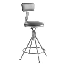 NPS 6500 Series Armless Vinyl Padded Round Premium Adjustable Swivel Stool With Backrest, Gray (6524