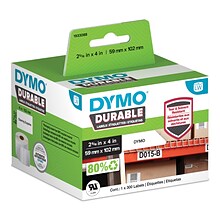 DYMO LabelWriter 1933088 Durable Industrial Labels, 4 x 2-5/16, Black on White, 300 Labels/Roll (1