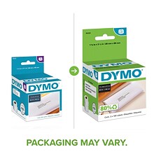 DYMO LabelWriter 30251 Mailing Address Labels, 3-1/2 x 1-1/8, Black on White, 130 Labels/Roll, 2 R