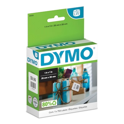 DYMO LabelWriter 30332 Multi-Purpose Labels, 1 x 1, Black on White, 750 Labels/Roll (30332)