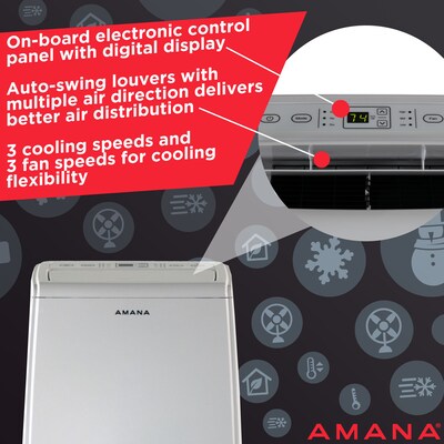 Amana 8000 BTU (5500 BTU DOE) Portable Air Conditioner with Remote, White (AMAP084AW)