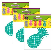 Teacher Created Resources Tropical Punch Pineapples Accents, 30 Per Pack, 3 Packs (TCR2156-3)