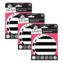 Schoolgirl Style™ Black, White & Stylish Brights Designer Dots Cut-Outs, 36 Per Pack, 3 Packs (CD-12