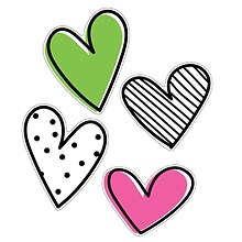 Carson Dellosa Education Kind Vibes Jumbo Doodle Hearts Cut-Outs, 12 Per Pack, 3 Packs (CD-120615-3)