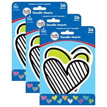 Carson Dellosa Education Kind Vibes Doodle Hearts Cut-Outs, 36 Per Pack, 3 Packs (CD-120617-3)