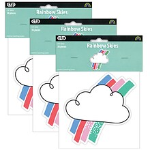 Creative Teaching Press Rainbow Skies 6 Designer Cut-Outs, 36 Per Pack, 3 Packs (CTP10432-3)