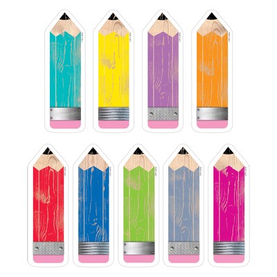 Creative Teaching Press Upcycle Style Pencils 6" Designer Cut-Outs, 108 Per Pack, 3 Packs (CTP6592-3)