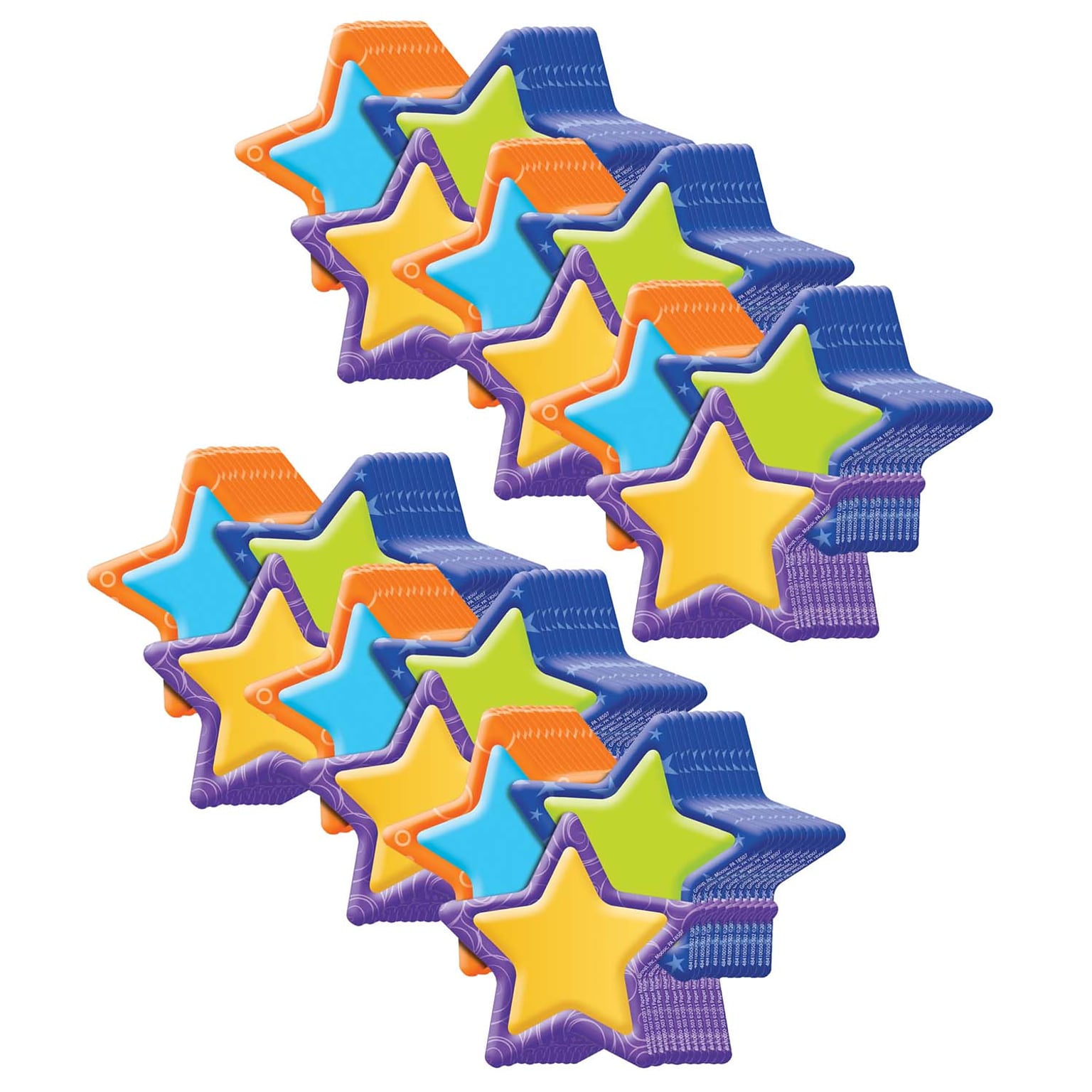 Eureka Color My World Stars Assorted Paper Cut Outs, 36 Per Pack, 6 Packs (EU-841005-6)