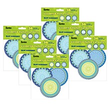 Eureka Blue Harmony Assorted Round Paper Cut Outs, 36 Per Pack, 6 Packs (EU-841355-6)