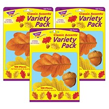 TREND Fall Oak Leaves & Acorns Classic Accents Variety Pack, 108 Per Pack, 3 Packs (T-10654-3)