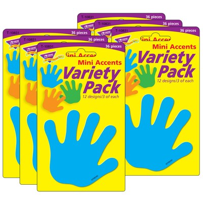 TREND Handprints Mini Accents Variety Pack, 36 Per Pack, 6 Packs (T-10831-6)
