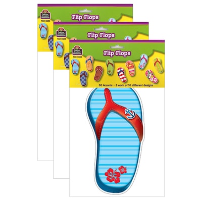 Teacher Created Resources Flip Flops Accents, 30 Per Pack, 3 Packs (TCR5353-3)