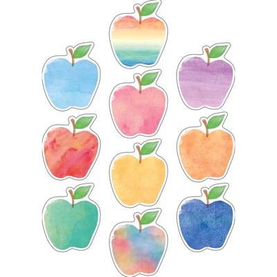 Teacher Created Resources Watercolor Apples Accents, 30 Per Pack, 3 Packs (TCR5611-3)